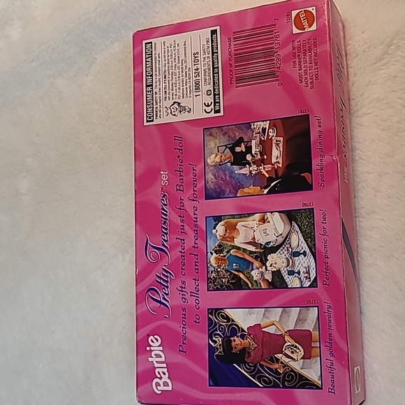 Barbie Pretty Treasures Silver/Pink Dining Set- Mattel # 13761 1995 NIB - Picture 4 of 7